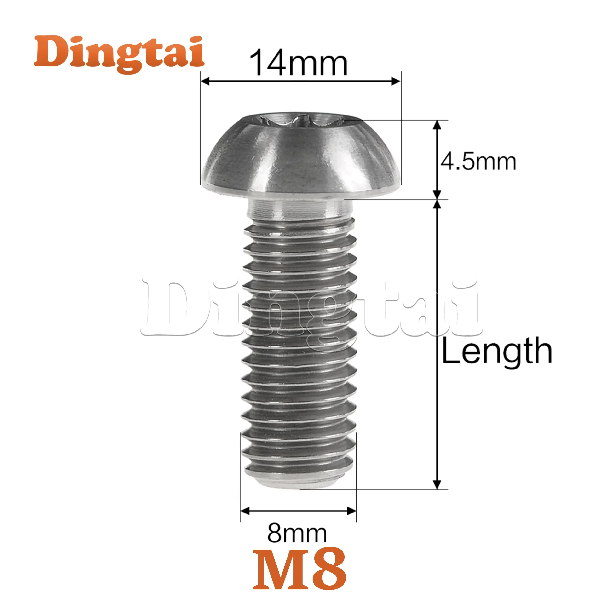 Фото Титановые болты Dingtai 5/10 шт. M8x20 мм с круглой головкой Torx для дисковых тормозов мотоциклов DUCATI №1