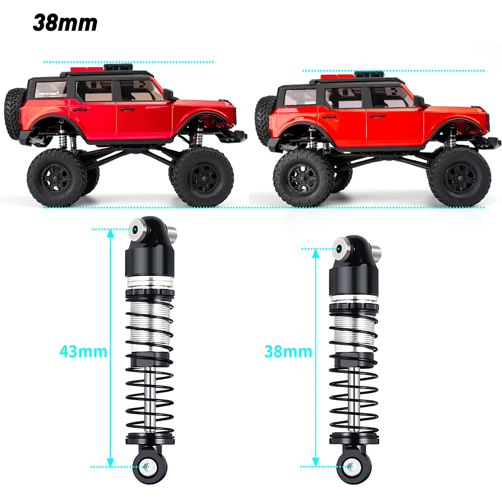 Фото AXSPEED 4 шт. Alu 33/38/43 мм масляный амортизатор для осевого SCX24 Deadbolt C10 Wrangler Gladiator Bronco 1/24 RC автозапчасти №5