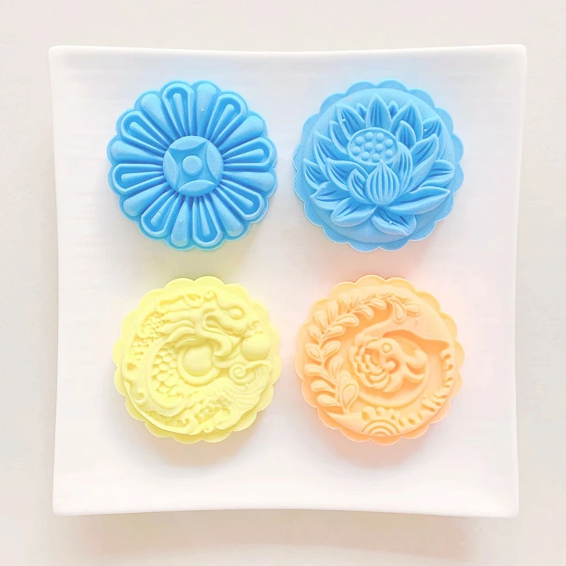 

Plastic Mooncake Mold 150-185g Flower Stamps Biscuit Cookie Cutter Mould Hand Pressure Moon Cake Molder DIY Baking Tool Festival