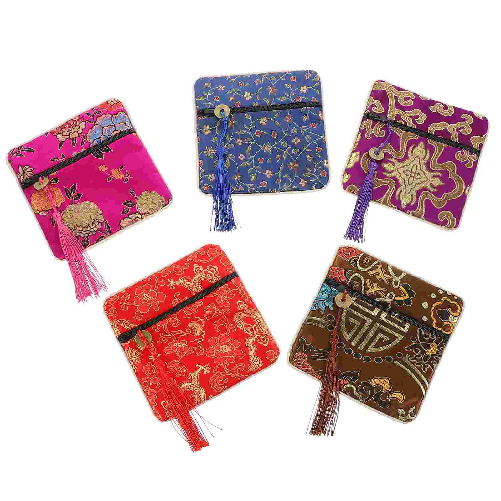 

5 Pcs Drawstring Bag Small Fabric Daily Toy Jewelry Gift Bags Bracelet Party Linen Brocade Candy Storage Packaging