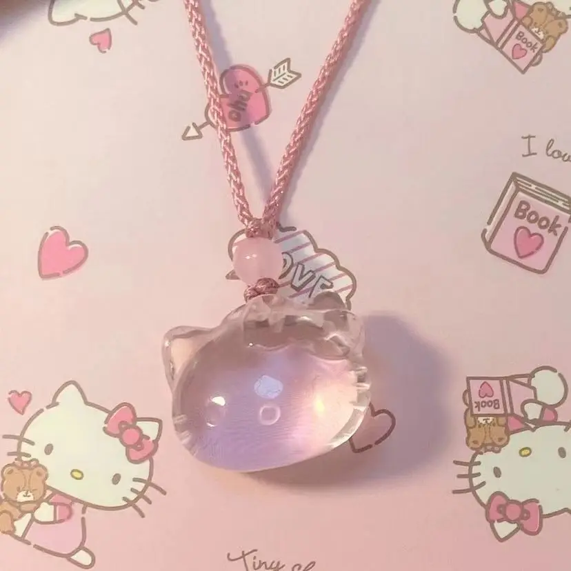

Новое модное ярко-розовое ожерелье с мультяшным милым котенком Hello Kitty ожерелье для подруги на день рождения, подарок на день Святого Валентина