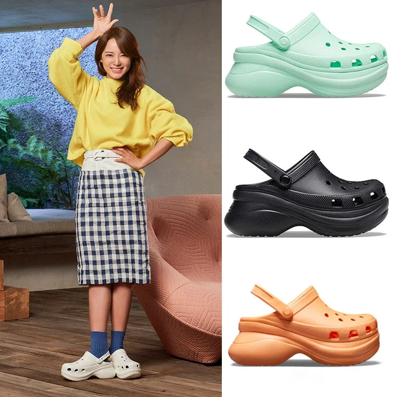 

Fashion Summer Sandals Women Thick Soles High Heels Garden Shoes Outdoor Non-Slip Beach Hole Slides 2022 Female New Slippers