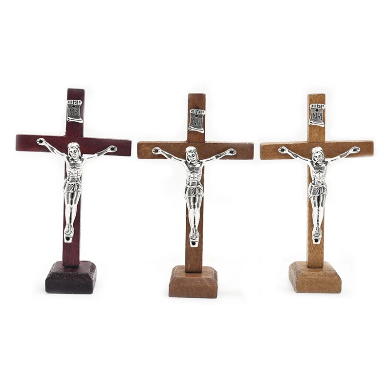 

Wooden Cross Crucifix Christ Catholic Jesus Religious Prayer Church Decoration Brown Wine Red