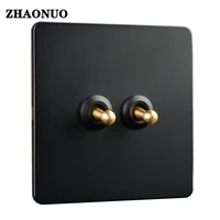 retro 1 4 gang 2 way wall light toggle switch brass knurled lever black stainless steel panel lamp switch eu socket