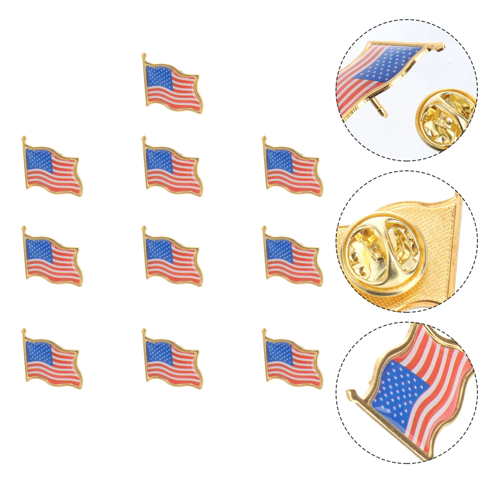 

10PCS American Flag Lapel Pin United States USA Hat Tie Tack Badge Pin