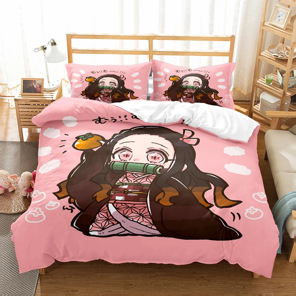 

Demon Slayer Bedding Set 3D Japanese Anime Kids Gift Duvet Cover Comforter Duvet Cover Home Textiles Queen King Single Size