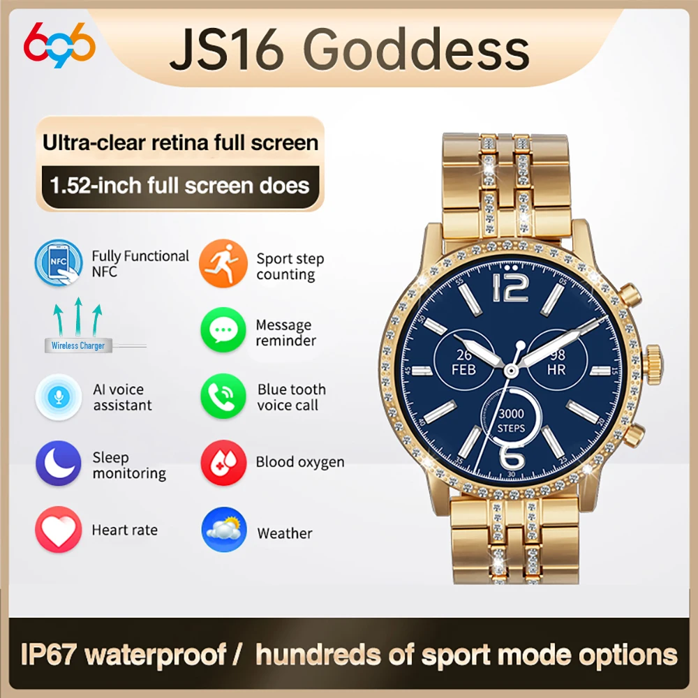 

Men Women 1.52" Blue Tooth Call Smartwatch NFC Voice Assistant Compass Bracelet Sports Heart Rate Music Waterproof Smart Watch