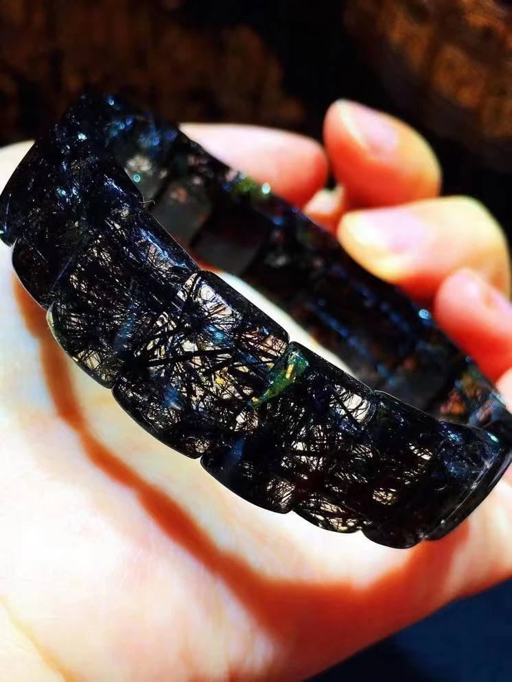 Натуральный черный рутилированный кварц для женщин и мужчин браслет 14x10x5 3 мм