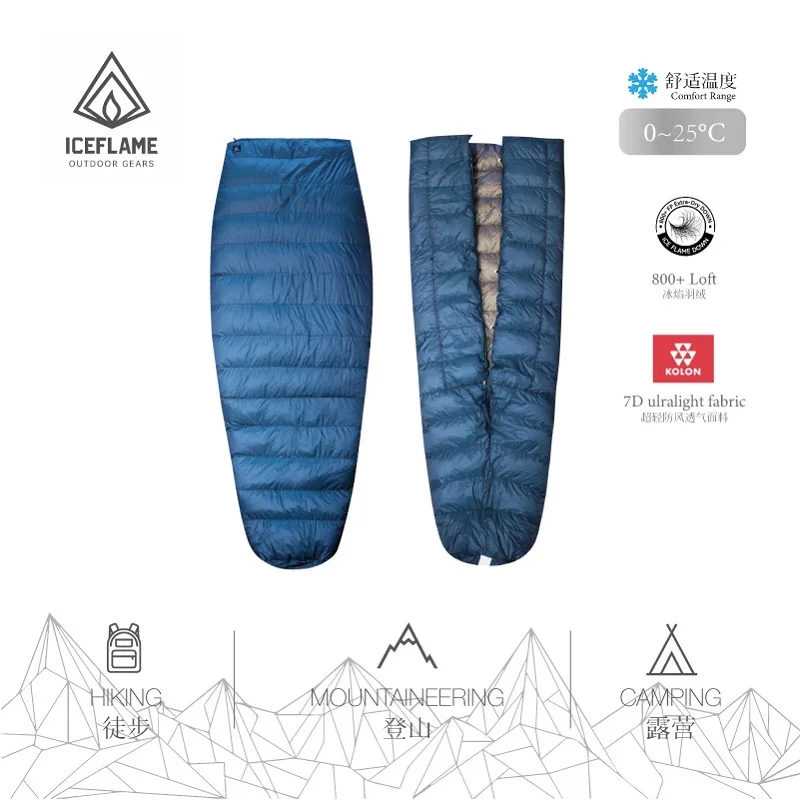 

Ice Flame Newest Camping Ultralight Sleeping Bag Upgrating Mummy Quilt Goose Down Mat Underquilt For Hammock Backpacking Hiking