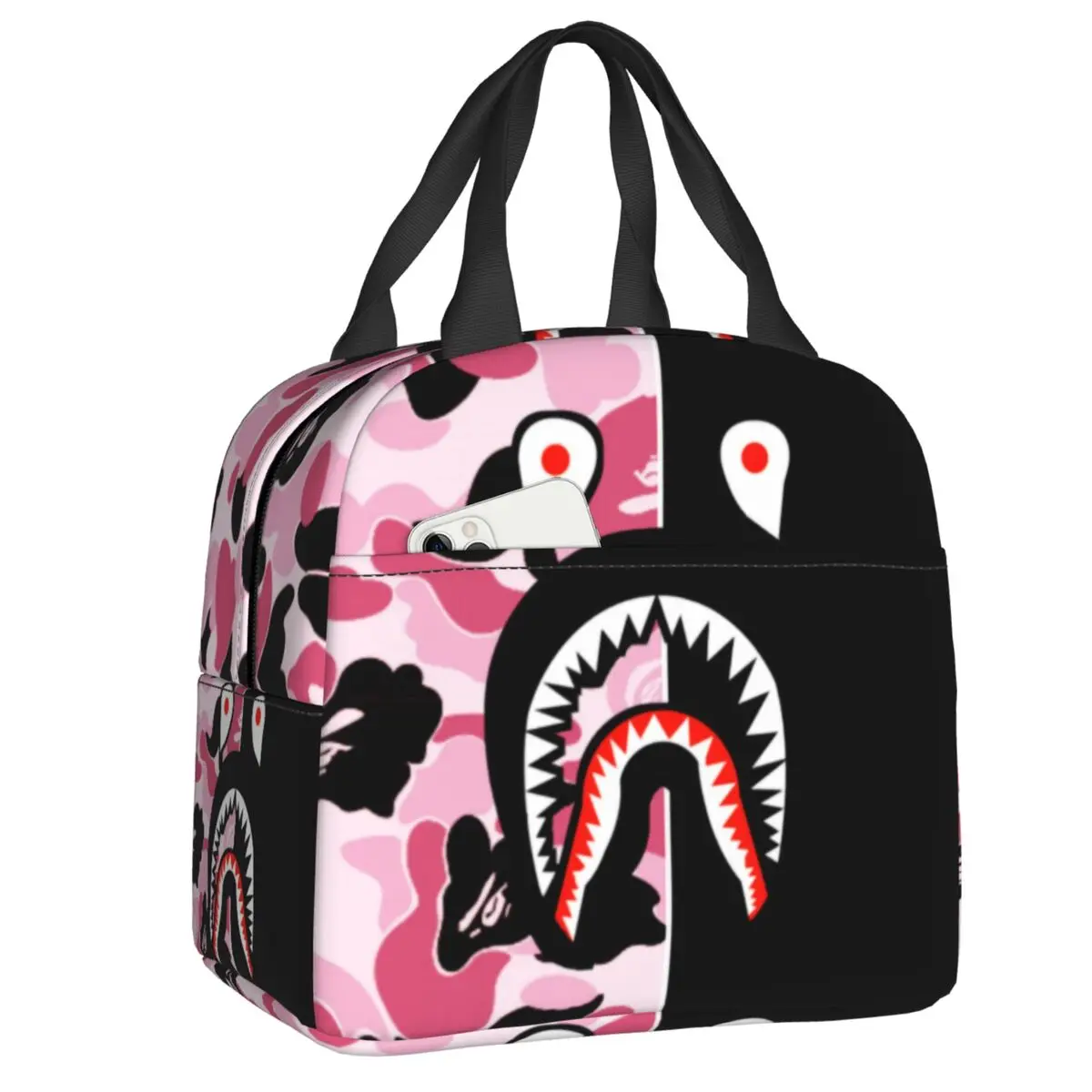 

Camouflage Dark Shark Camo Thermal Insulated Lunch Bag Women Resuable Lunch Tote for Work School Travel Multifunction Food Box