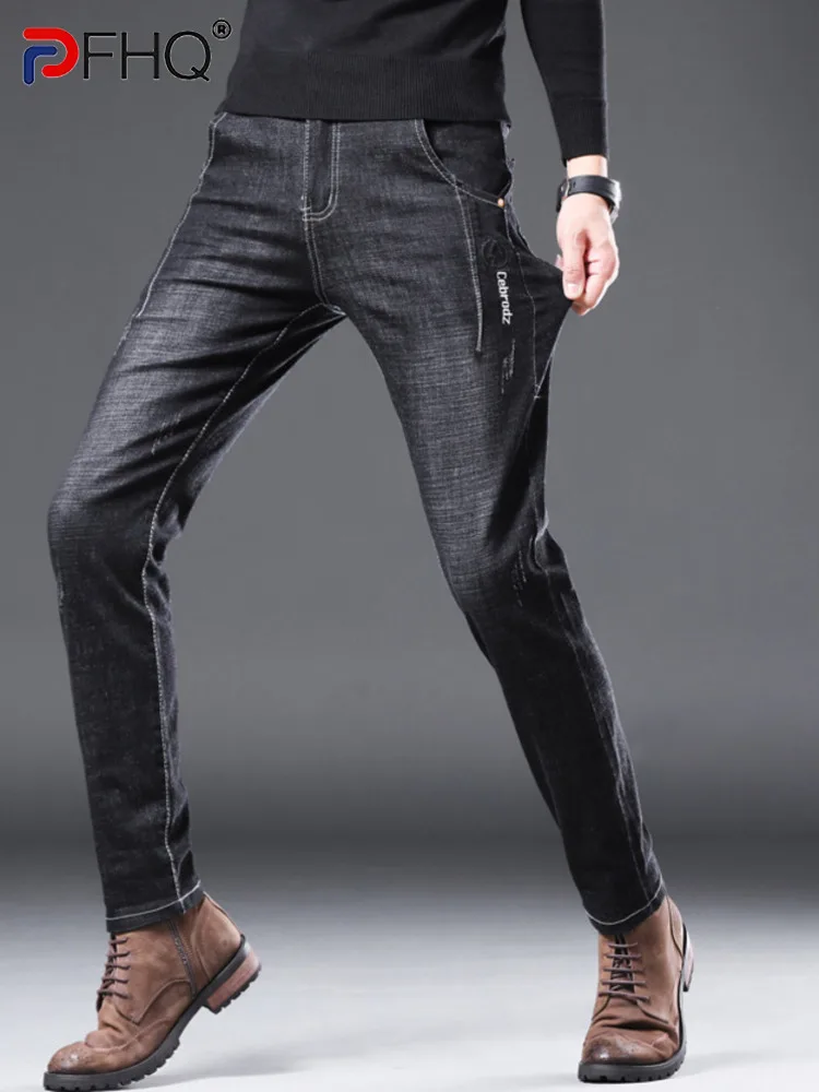 PFHQ 2022 New Men's Stretch Slim Fit Jeans Elegant Spring Autumn Trendy Stylish Skinny Pants Luxury Casual Long Trousers 21Q5638