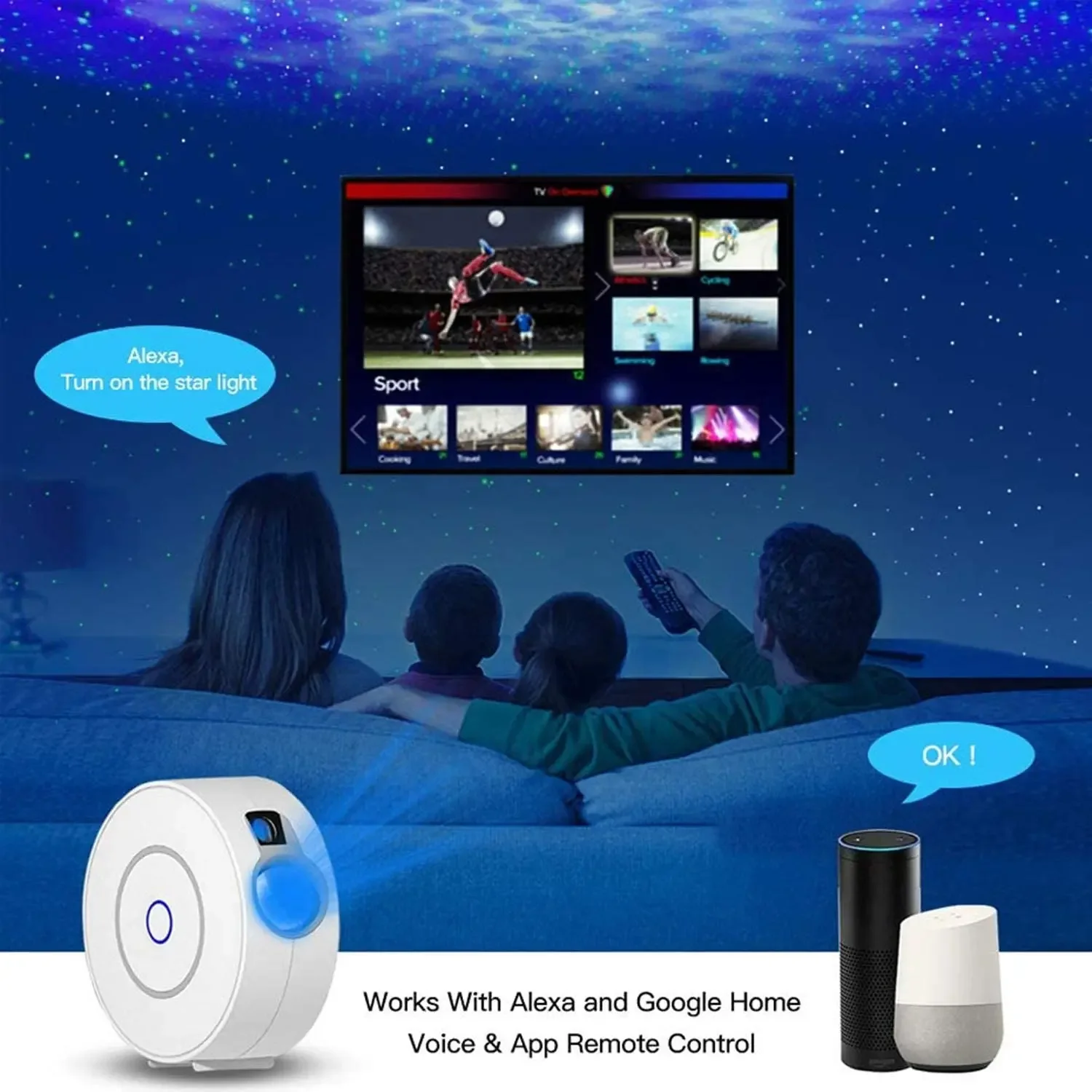 Фото Tuya WiFi Smart Aurora Galaxy Star проектор ночник Alexa голосовое управление управление через приложение управление звездный проектор светодиодный светильник детский подарок №2