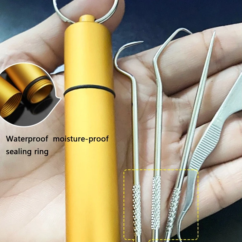 

Уличные металлические зубочистки с кольцом для ключей, металлические зубочистки, 7 шт., портативные зубочистки из нержавеющей стали для зуб...