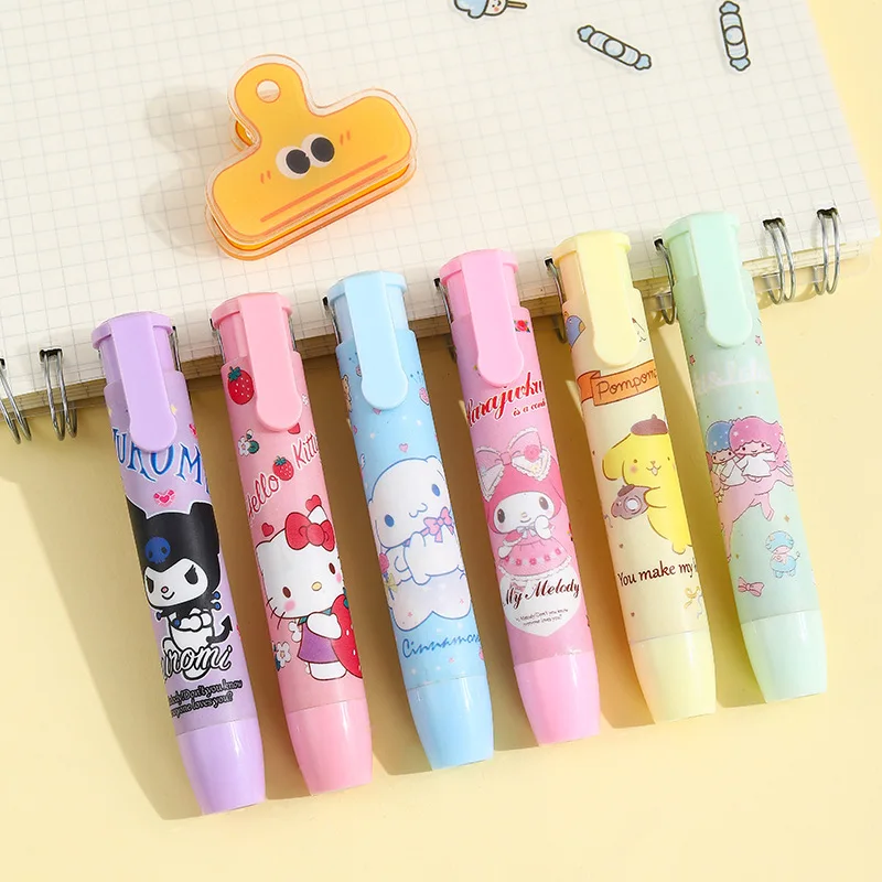 

Sanrio Hello Kitty Kuromi My Melody Cinnamoroll Pompompurin Anime Push Type Eraser Office Student Learning Stationery Supplies
