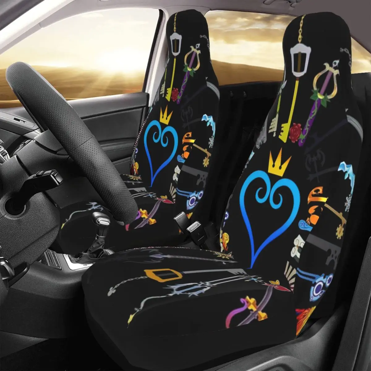 

Kingdom Hearts Keyblades Car Seat Cover Custom Printing Universal Front Protector Accessories Cushion Set