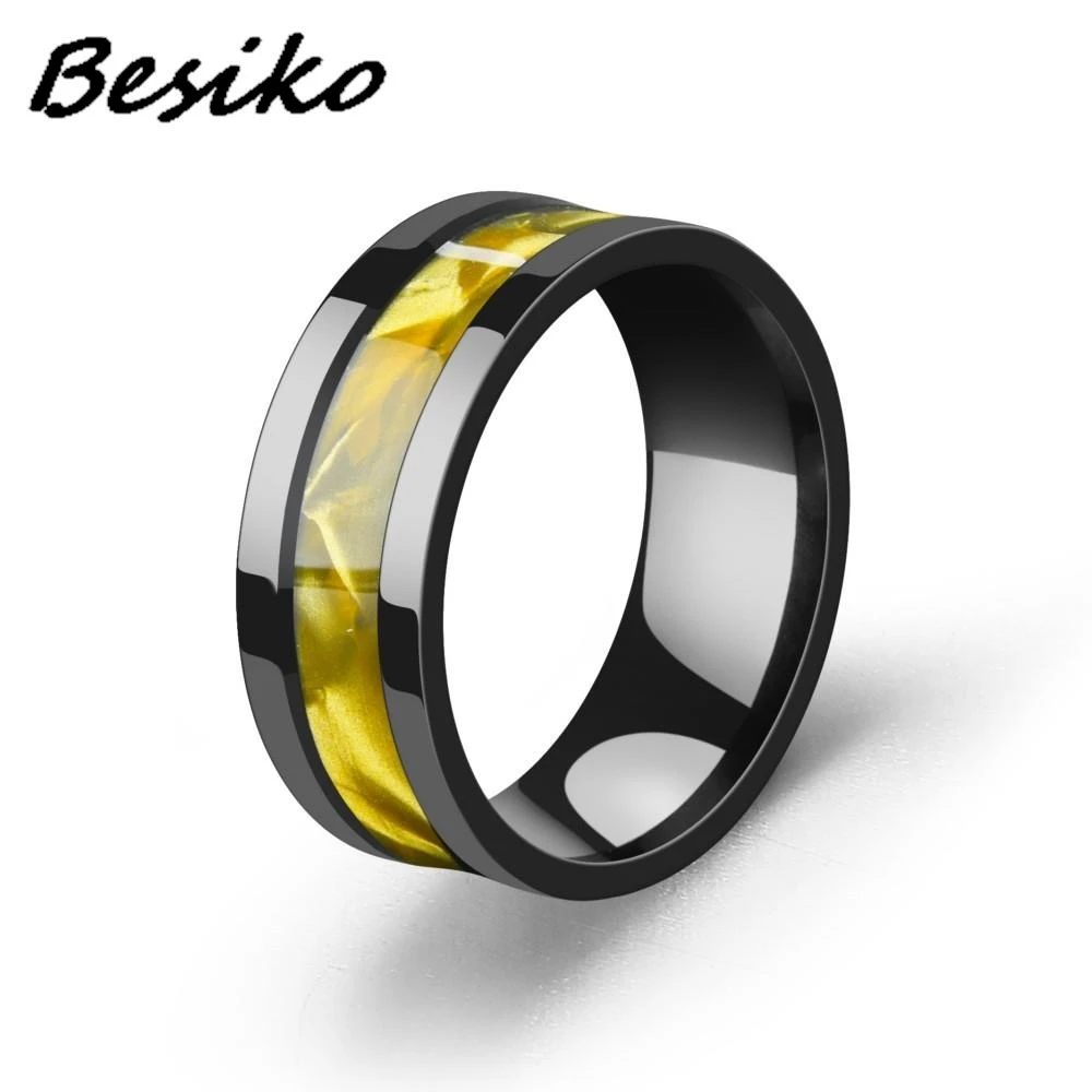 Кольцо Besiko из нержавеющей стали для мужчин и женщин черное модное кольцо с