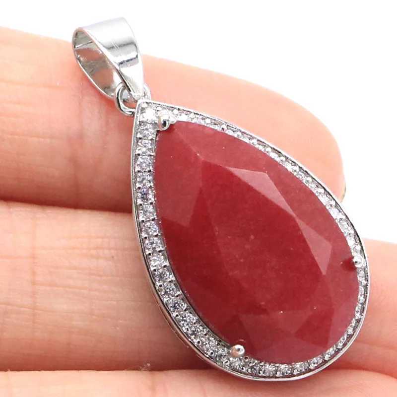 

6.2g 925 SOLID STERLING SILVER PENDANT Big Gemstone Real Red Ruby Green Emerald Blue Sapphire White CZ Fine Jewelry Dating