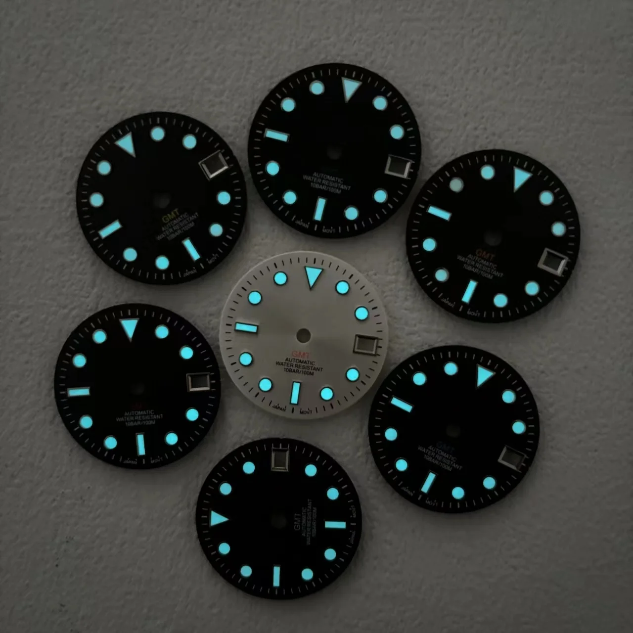 28 5 мм NH34 синий светящийся GMT одиночный черный циферблат с автоматическим