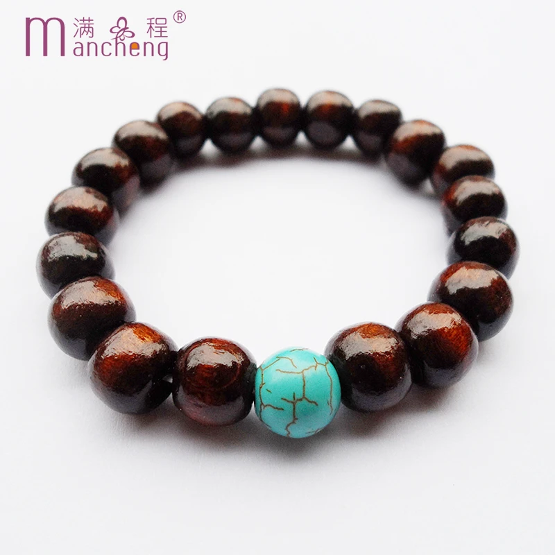 

Demon Slayer 10MM Natural Turquoise Wooden Buddha Bracelet Men Prayer Beads Trending Products Dropshipping Good Quality