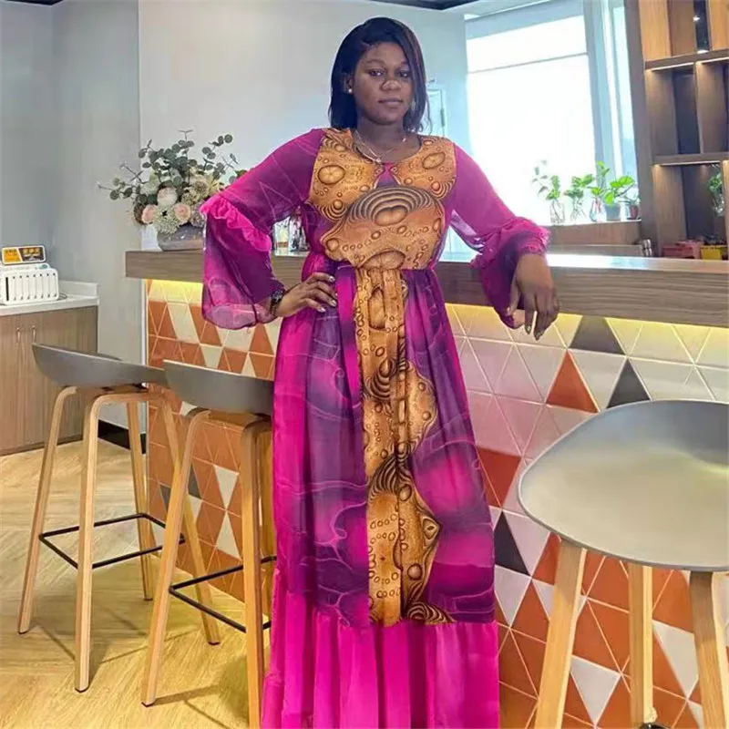 

African Maxi Dresses For Women 2022 Plus Size Evening Party Long Dress Africa Clothing Elegant Kaftan Muslim Chiffon Dress Gown