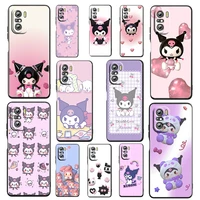 cute anime kuromi girl for xiaomi redmi k50 k40 gaming k30 k20 pro 10x 9t 9c 9a tpu soft silicone black phone case cover fundas