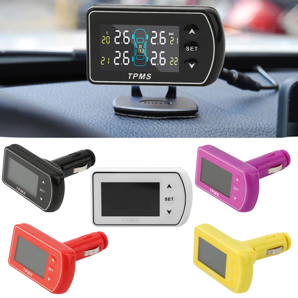 

Tire Pressure Monitor System + 4 External Sensors LCD Display GT02-T02 New