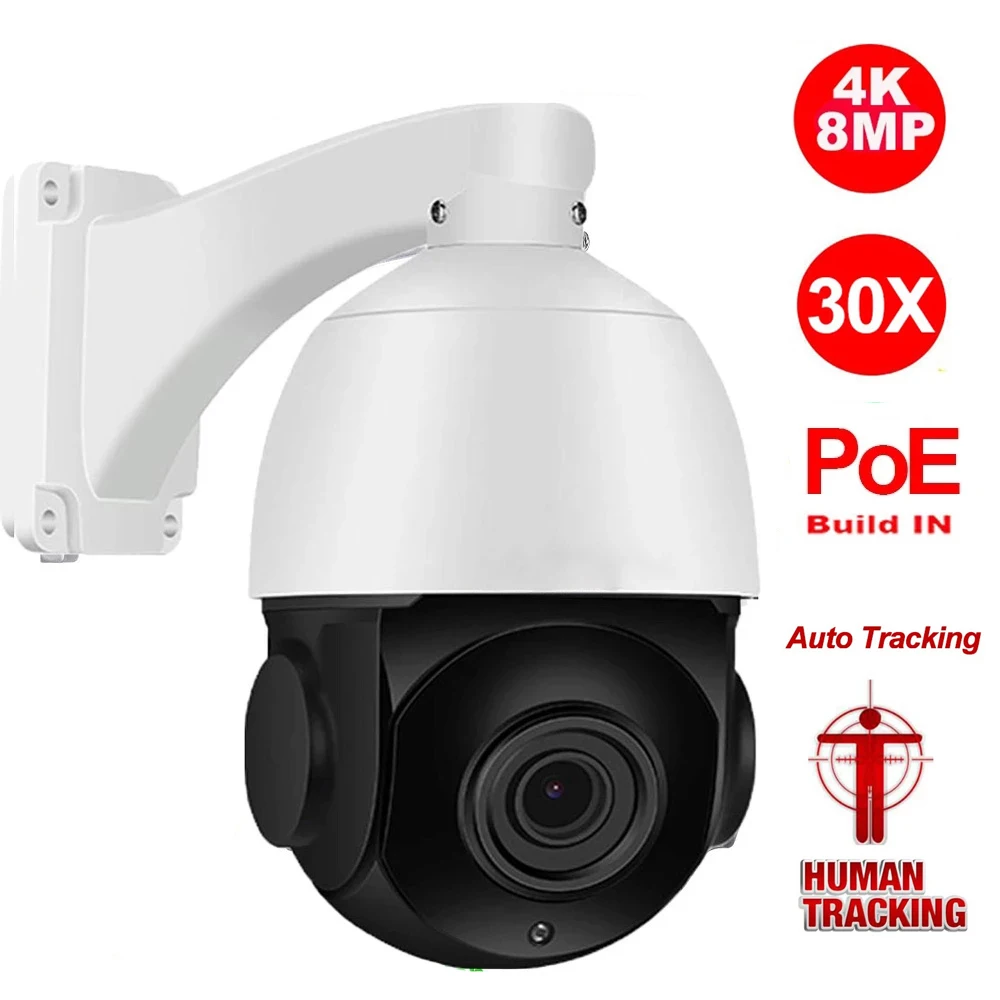 

360° PoE IP PTZ 4K 8MP 5MP Surveillance Dome Security Camera 30X Zoom IR 150m Pan Range IR 100m H.265 Outdoor Hikvision Protocol