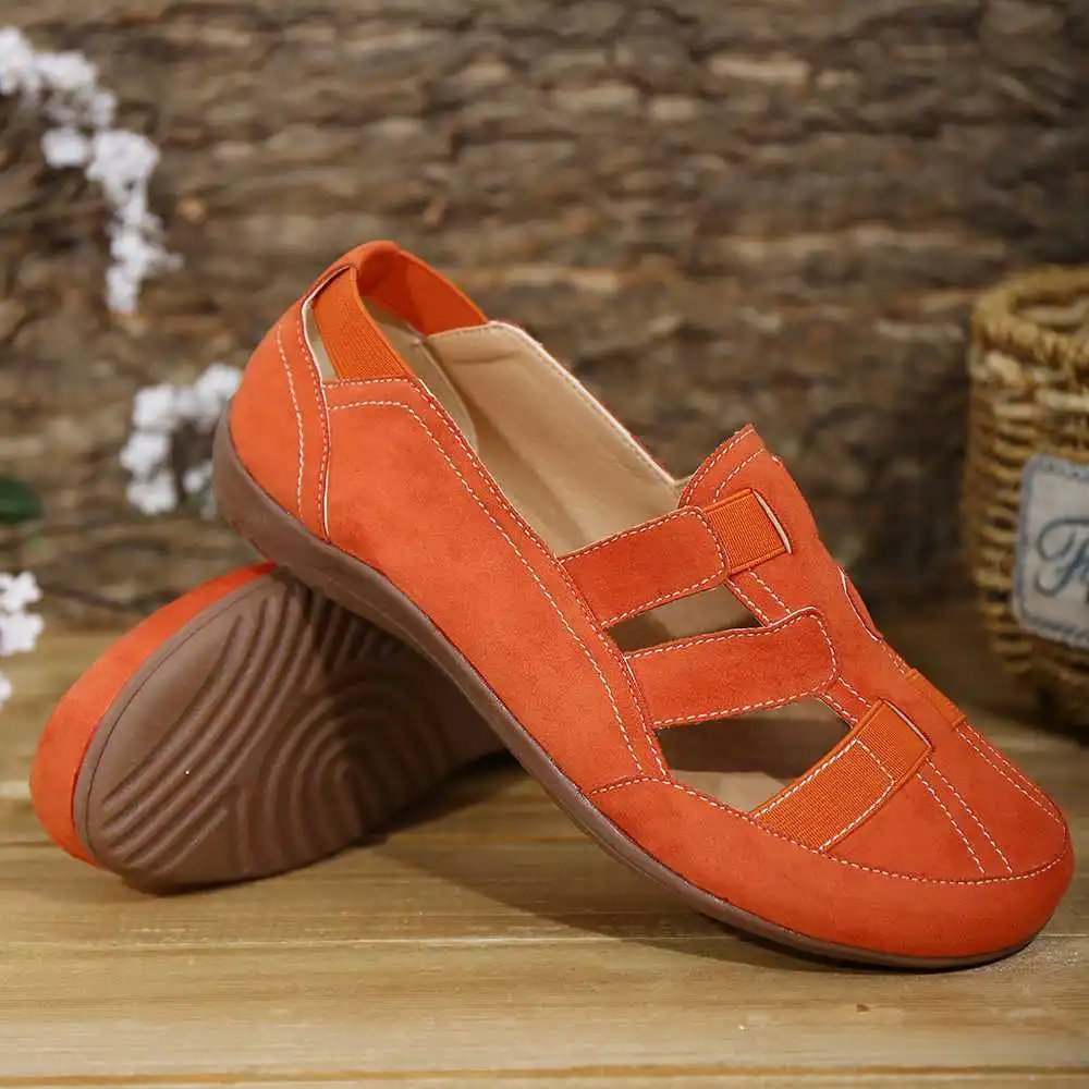 

2022 New Fashion Women Shoes Comfy Closed Toe Buckle Strap Pumps Ladies Sandals Comfortable Flat Sandals Summer Soft Sandals