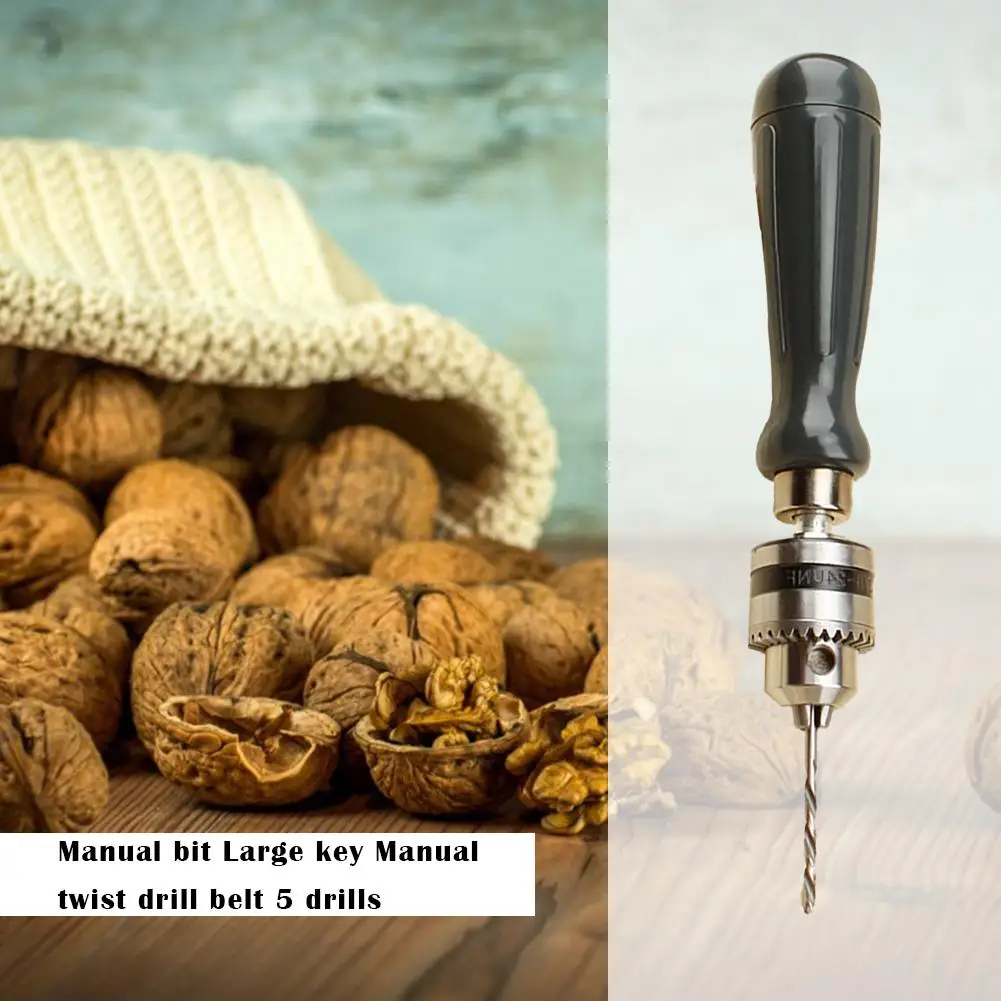 

Drill Chuck Hand Drill Set with 1.5/2.0/3.0/4.0/5.0mm Bits Manual Drilling Tool Multifunction Hand Twist Drill DIY Tool