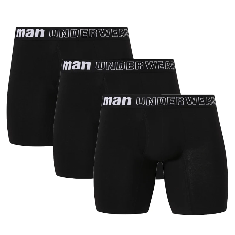 3Pcs/lot Large Size Men Panties Underwear Sports Long Leg Boxer Shorts Male Bamboo Fiber Breathable Boxers Underpants Cuecas 7XL