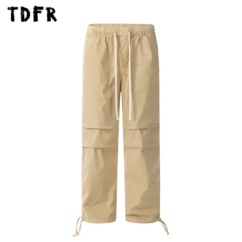 

Брюки-карго мужские Плиссированные, однотонные джоггеры, повседневные свободные прямые штаны для ходьбы в стиле сафари, с эластичным поясом