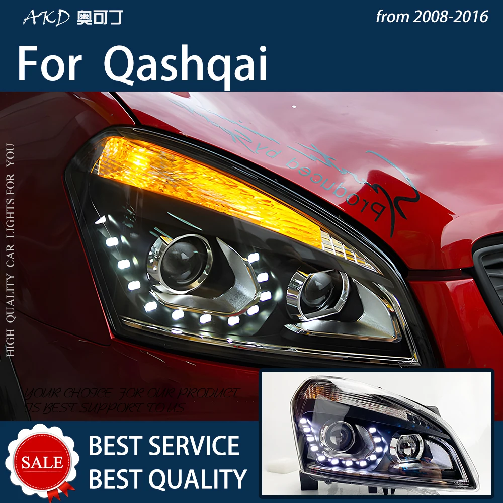 Фото Автомобильные фары для Qashqai 2008-2016 фотоэлемент в сборе, обновление разрывов глаз, дизайн, двухуровневый фотоэлемент, аксессуары для Facelift №3