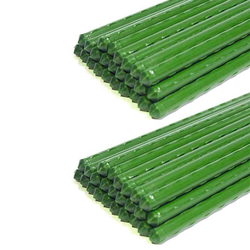 

Promotion! 50 Pack Garden Stakes Metal Plastic Coated Plant Cage Supports Climbing For Tomatoes,Trees,Cucumber,Fences,Beans,40Cm