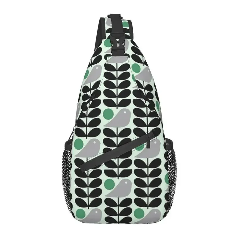 Orla Kiely Birds Sling Chest Bag Custom Scandinavian Flowers Shoulder Crossbody Backpack for Men Traveling Daypack