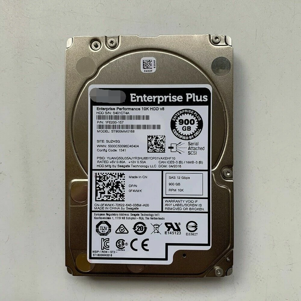 

FOR NEW Dell ST900MM0168 900GB 12Gbps 10K F4VMK Equallogic Plus V8 2.5" w/ Tray HDD