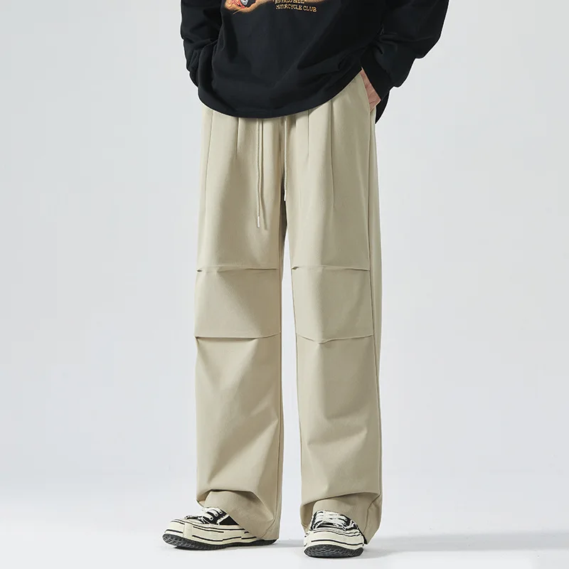 

Spring and Autumn Fashion Simple Men's Long Straight Pants Men's Loose Versatile Trend Pocket Decoration Mid-Waist Casual Pants
