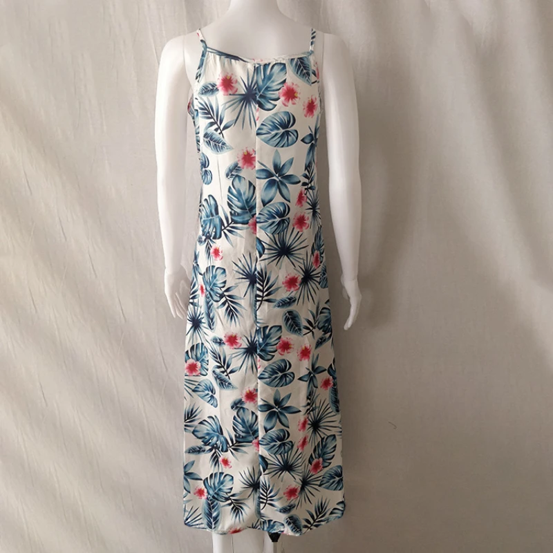 Женское летнее платье Пляжное Платье для отдыха на море юбка с принтом и лямками