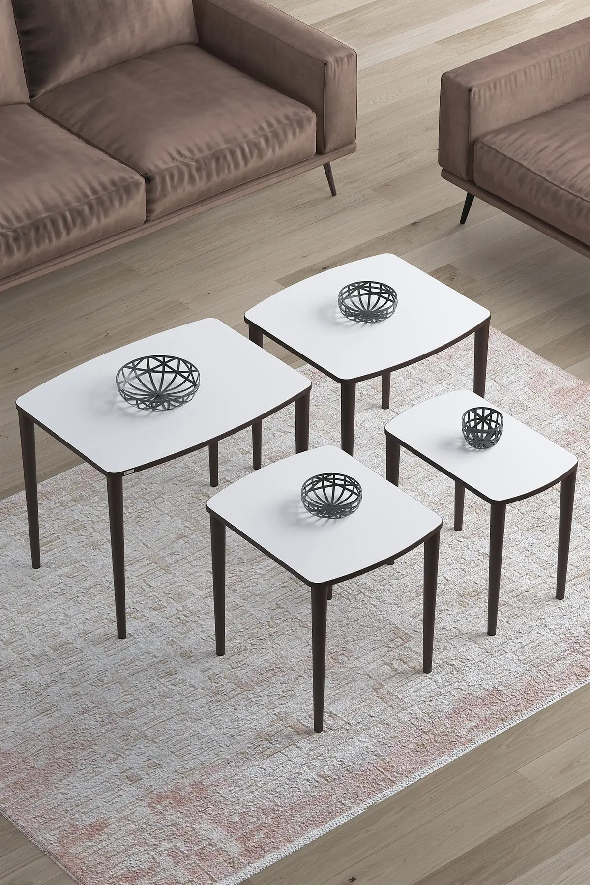 

Modern Telwe Series 4'l Zigon Coffee table Set/White coffe table
