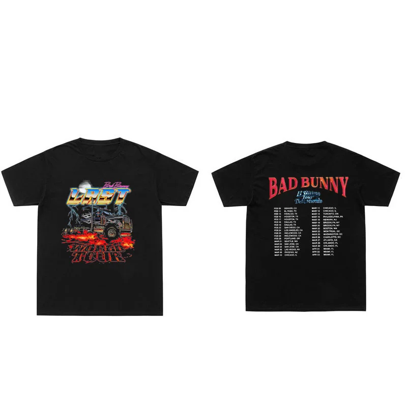 

Bad Bunny T-shirt El Ultimo Tour Del Mundo Graphic Print T Shirt Loose Streetwear Fashion Men Women Hip Hop Tshirt Short Sleeve