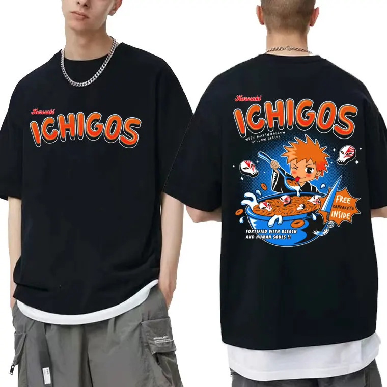

Anime Bleach T-shirt Hollow Cereals Kurosaki Ichigo Tshirt Kawaii Short Sleeve Cartoon Zaraki Kenpachi Tees Women Loose T Shirt