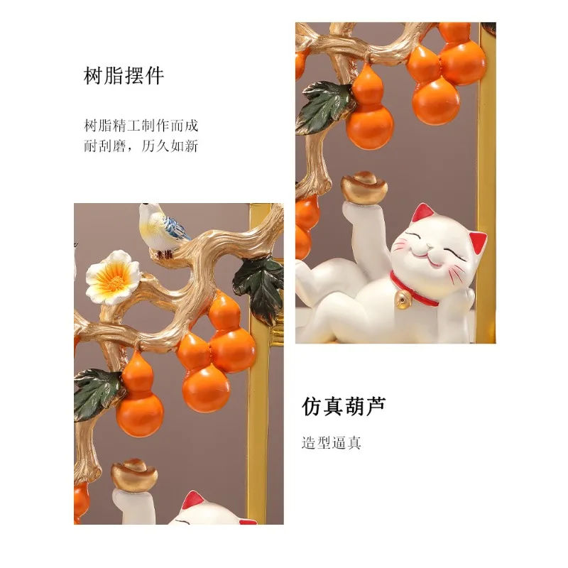 Фото Декоративная фигурка удачливого кота Wufu Linmen, китайский элитный подарок для гостиной, винного шкафа, офиса, на новоселье или открытие бизнеса. №5