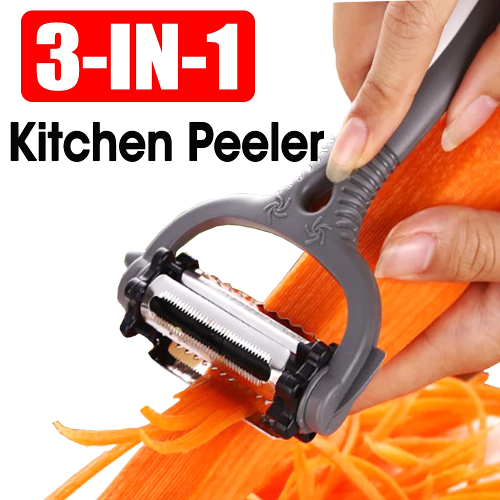 

3-In-1 Stainless Steel Vegetable Peeler Multi-function Potato Carrot Cutter Fruit Grater Cuisine Bakeware Kitchen Pelador Tools