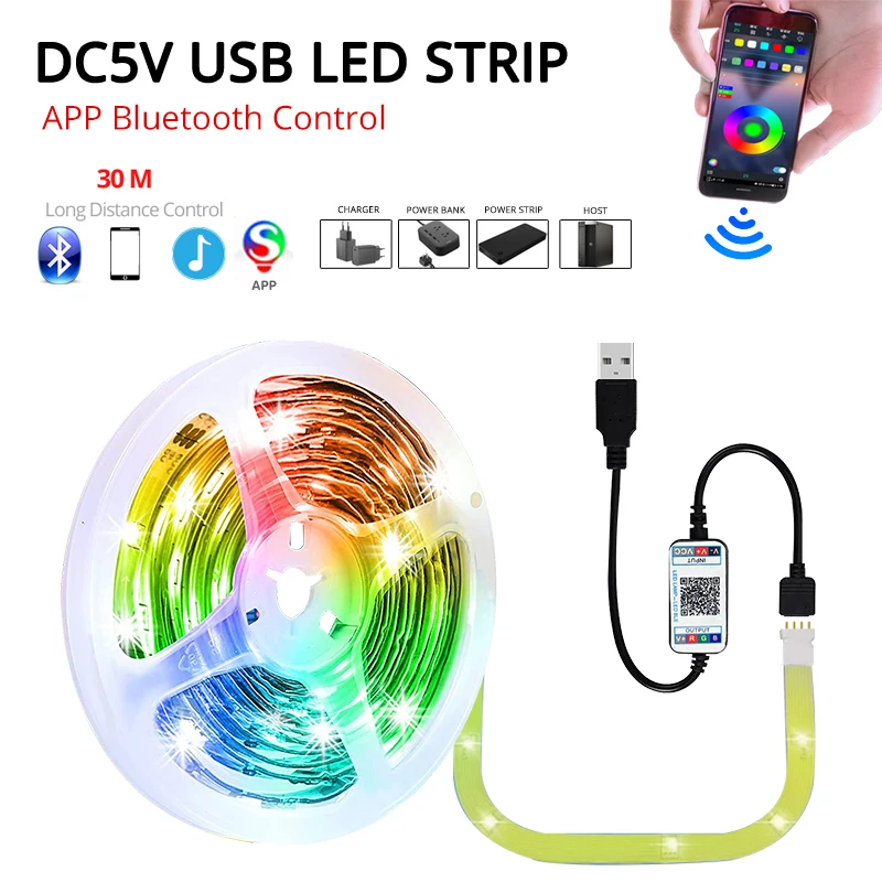 Светодиодная лента RGB 5050 5 В 5-15 метров цветная с USB-разъемом и дистанционным