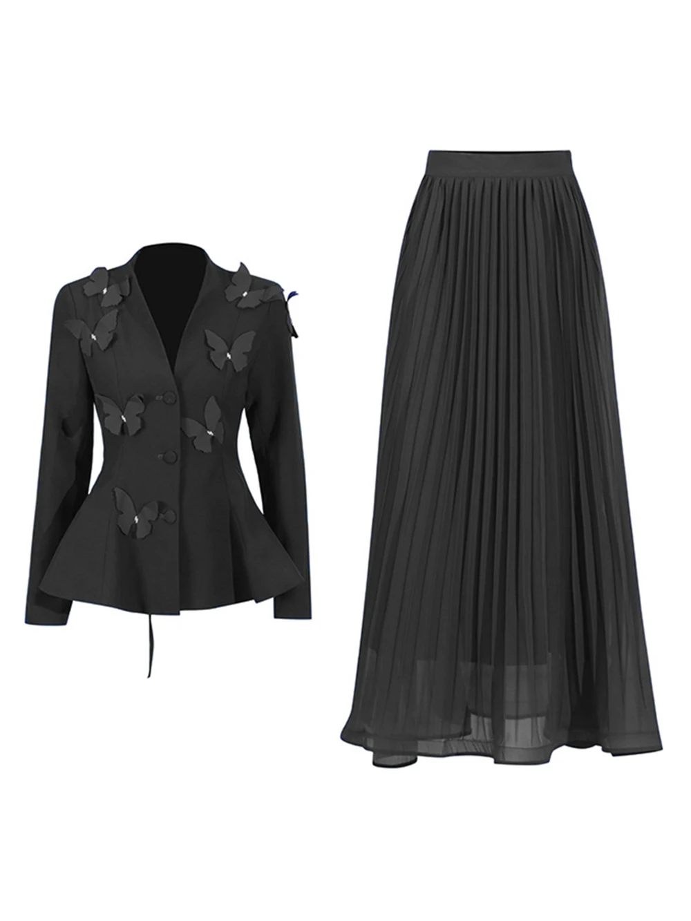 Modphy Элегантный блейзер Плиссированная юбка Комплекты женских с бантом