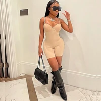 jumpsuit women 2022 autumn solid color womens new sexy low cut suspenders high waist slim fit and slim bag hip one piece shorts