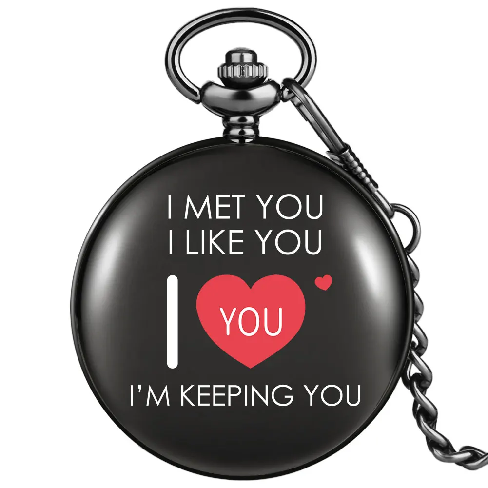 

Accept Custom Men's Quartz Pocket Watch with Black Chain Unisex Vintage Pendant Watches Confession for Boyfriend Unique Present
