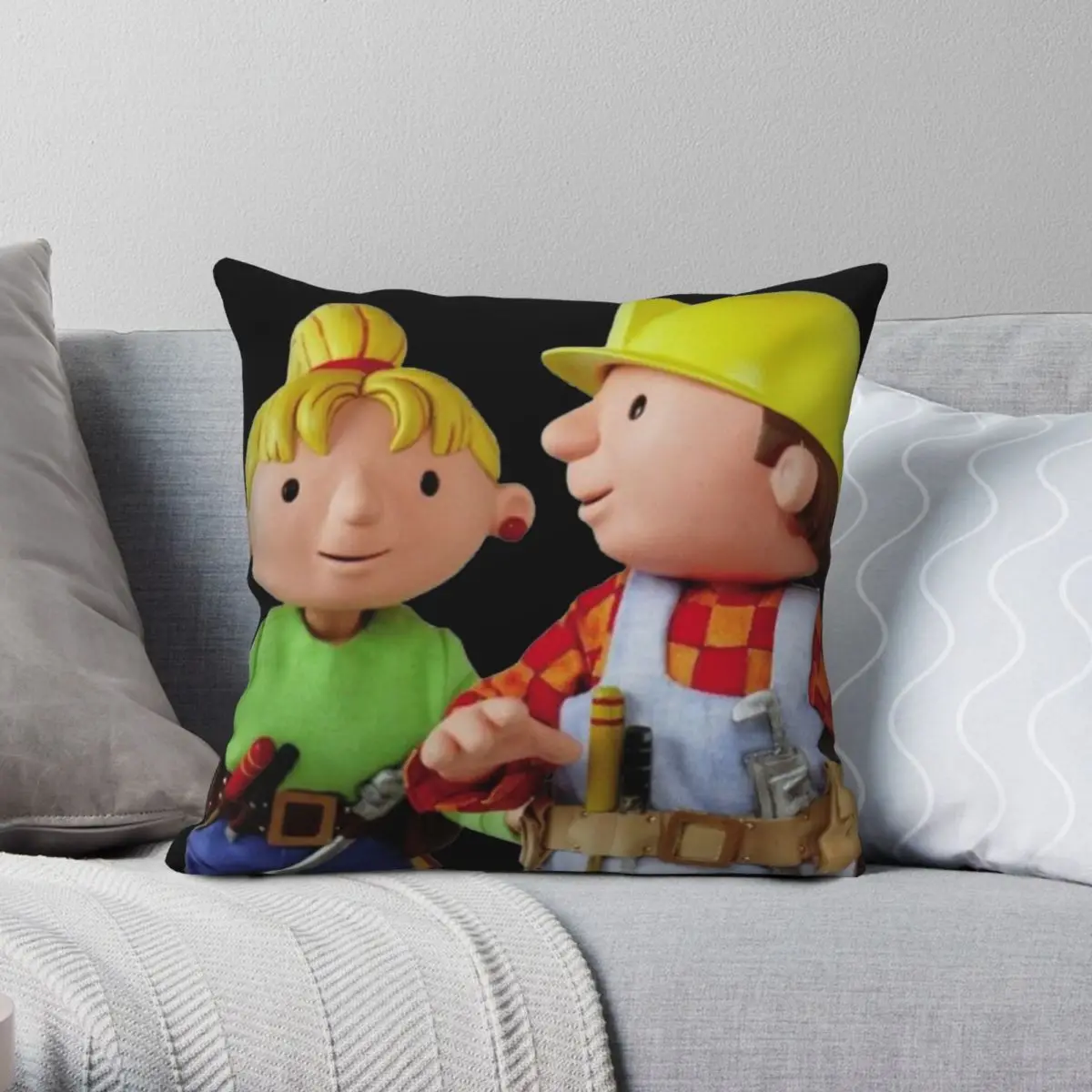 

Квадратный чехол для подушки Bob The Builder, полиэстеровый льняной бархатный креативный декоративный чехол для подушки на молнии, чехол для поду...