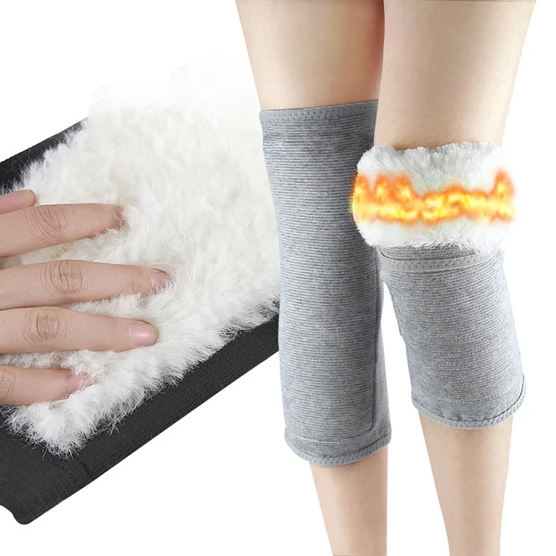 

1Pair S/L/XL Outdoor Sport Warm Lengthened Knee Pad Protector Protective Elastic Wool Thermal Plush Kneecap Kneelet Solid