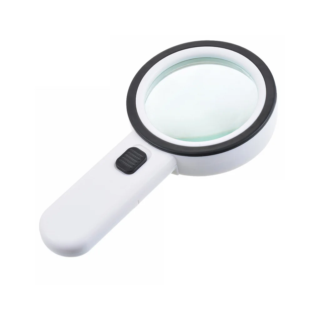 

Handheld Magnifying Glass Double-Layer Anti-skidding Luminous Lens with Slim Handle Magnifier Driving Reading Identification
