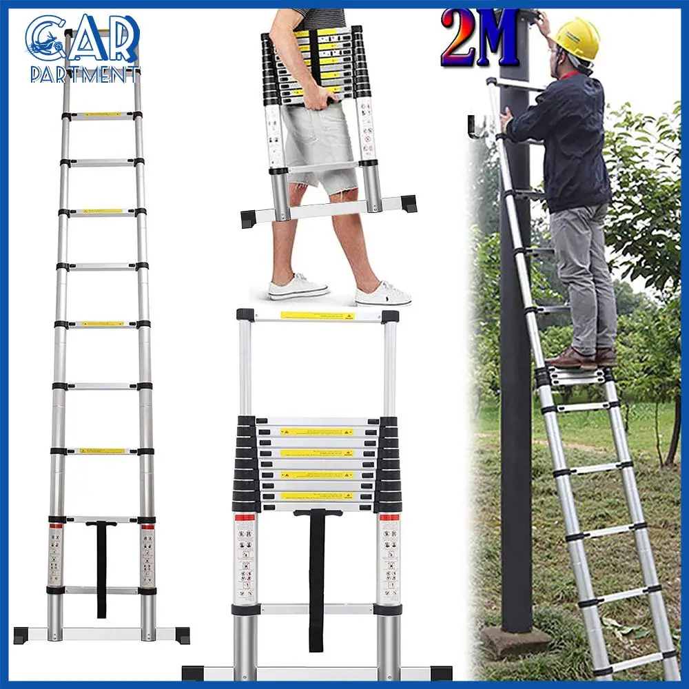 

2m Portable Telescopic Aluminum Ladder Folding Telescopic Ladder Household Ladder Multifunctional Straight Ladders HWC